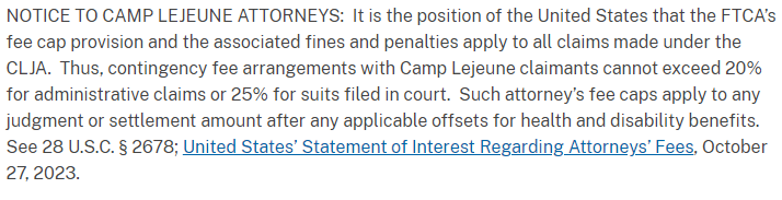 Camp Lejeune Attorney Fees