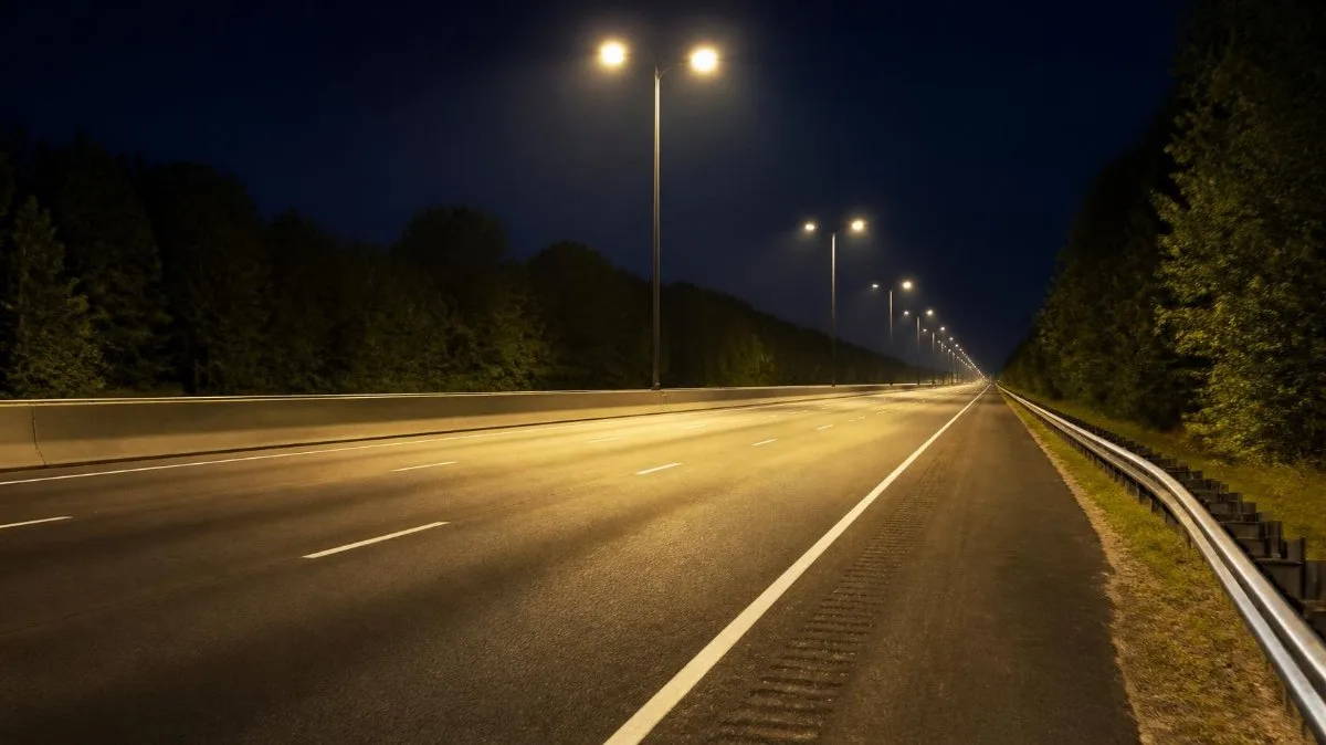 Empty nighttime view of Interstate 459 near Hoover in Jefferson County, Alabama, where a fatal two-vehicle crash occurred