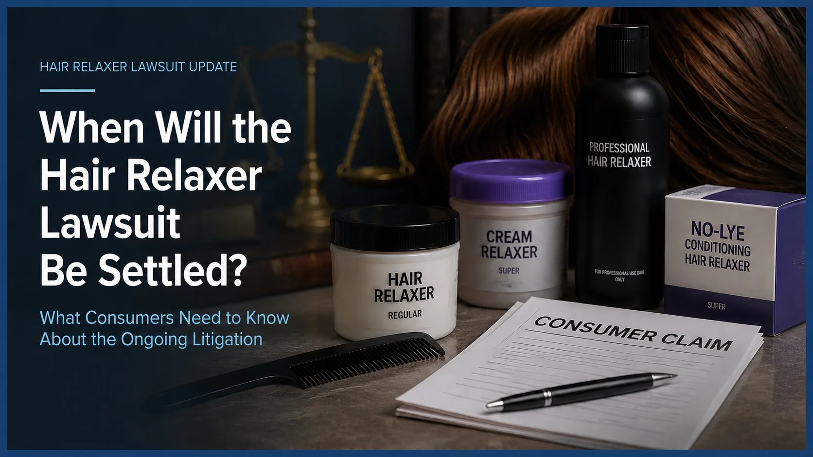 Hair relaxer products and consumer claim documents for ongoing hair relaxer lawsuit litigation